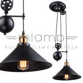 Industrialna LAMPA wisząca LENIUS 15053 Globo metalowa OPRAWA zwis na bloczkach loft czarny