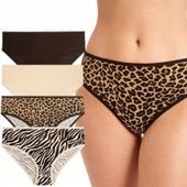 Majtki Damskie Figi Bikini w Zwierzęce Wzory 4-pak WIELOKOLOROWY MORAJ - S