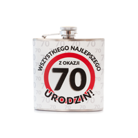 piersiówka ze stali nierdzewnej "wszystkiego najlepszego z okazji 70