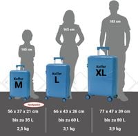 19917 Lekkie twarde walizki podróżne smolotowe komplet 3 sztuk XL+L+M