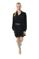 Plisowana Tuniko-Sukienka z Paskiem Czarna UNI