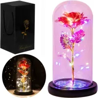 WIECZNA RÓŻA W SZKLE ŚWIECĄCA LED KWIAT POMYSŁ NA PREZENT WALENTYNKI