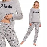 Ciepła PIŻAMA DAMSKA Dwuczęściowa PANDA Długi Rękaw Spodnie Wygodna MORAJ M