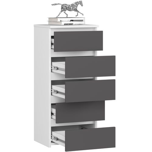 Komoda CL5 40 cm 5 szuflad - biała-grafit szary na Arena.pl