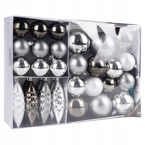 31x Bombki CHOINKOWE świąteczne nietłukące SREBRNE zestaw bombek na choinkę na Arena.pl