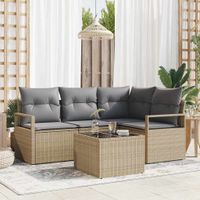 Zestaw Sof 5 pcs Beżowy polirattan