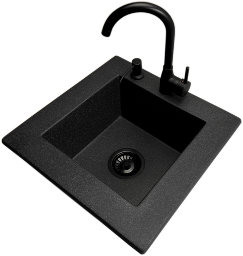 Zlewozmywak jednokomorowy FRENIT 12 grafit + bateria LUNA + dozownik na Arena.pl