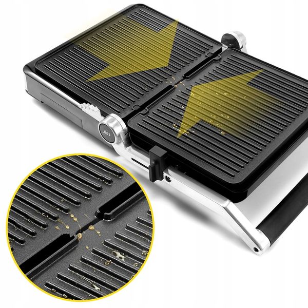 Grill elektryczny Opiekacz do panini Yoer 2000W + Programator czasu i zdjęcie 2
