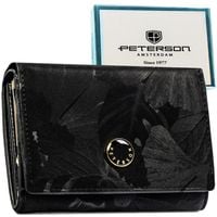 poziomy portfel damski ze skóry naturalnej i ekologicznej w czarnym