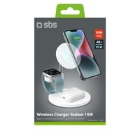 Ładowarka bezprzewodowa SBS 3-in-1 15W Biały TEWIRMAG3IN1