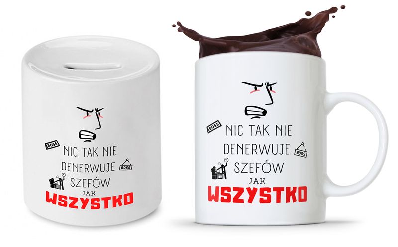 Dla Szefa Szefowej Zestaw Kubek + Skarbonka Z Nadrukiem Ze Zdjęciem zdjęcie 1