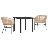 Zestaw do jadalni w ogrodzie 3 pcs Brązowy Polirattan