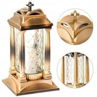 Znicz Złoty Zdobiony Filarami na Wszystkich Świętych Lampion na Grób 36 cm