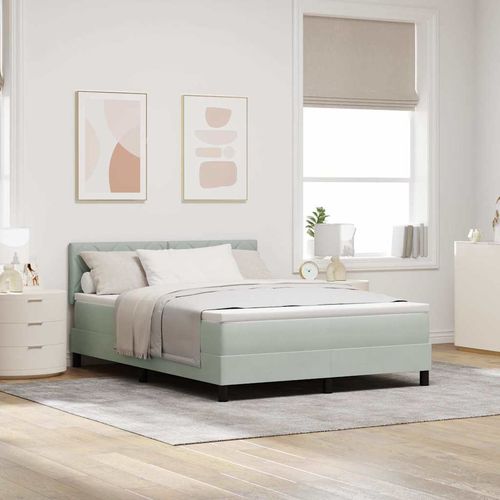 Łóżko sprężynowe z materacem Jasnoszary 140 x 190 cm tkanina na Arena.pl