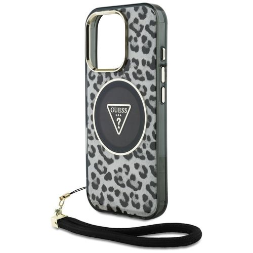 Etui Guess HC IML Leopard Triangle Cord Strap do iPhone 16 Pro MagSafe czar na Arena.pl