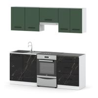 Kuchnia Modułowa Nowoczesna Blat 2m Biała Butelkowa Zieleń San Sebastian