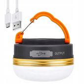 Lampka kempingowa LED, turystyczna latarka funkcją powerbank | 4 tryby świe