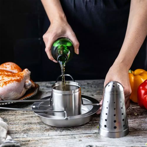 stojak do pieczenia kurczaka z ociekaczem i aromatyzerem kinghoff kh-1880 na Arena.pl