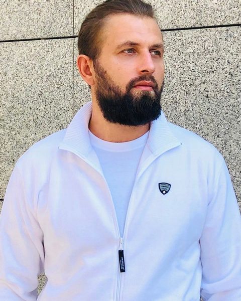 Sweter męski bawełniany biały Platon Rozmiar - M zdjęcie 2