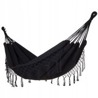 DUŻY MOCNY WYTRZYMAŁY HAMAK OGRODOWY BOHO HUŚTAWKA MIDAS 3 100x200 CZARNY