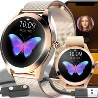 SMARTWATCH ZEGAREK DAMSKI DLA KOBIETY PULS SPORT POWIADOMIENIA MENU ZŁOTY