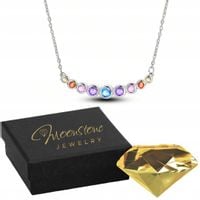 Srebrny naszyjnik damski cyrkonie tęczowe tęcza srebro 925 + PUDEŁKO