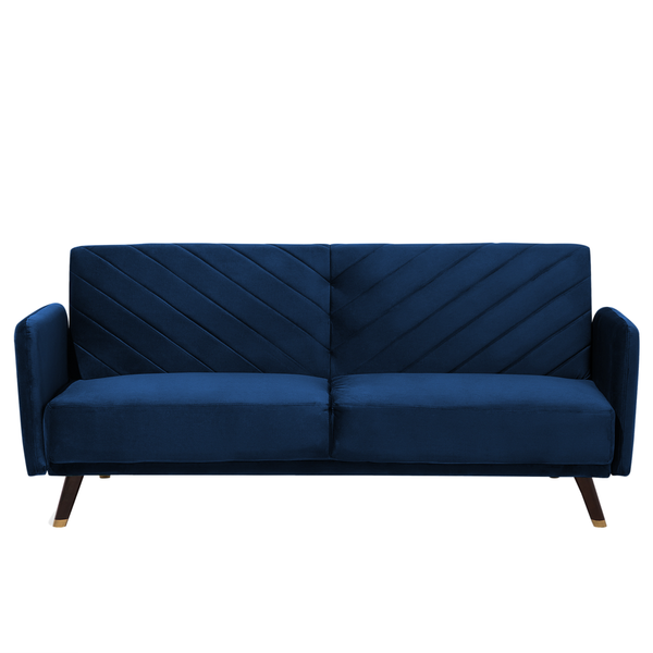 Sofa rozkładana welurowa niebieska SENJA zdjęcie 1