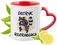 Kubek Czerwony Z Uszkiem W Kształcie Serca Dla Patryka Na Prezent