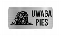 GRAWER Tabliczka nierdzewna laminat 20x10 UWAGA PIES Seter irlandzki