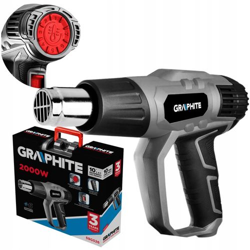 GRAPHITE OPALARKA 2000W 3 ZARKESY TEMPERATUR 550°C KABEL 3M WALIZKA na Arena.pl