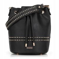 WITTCHEN damska torebka worek z troczkami czarna