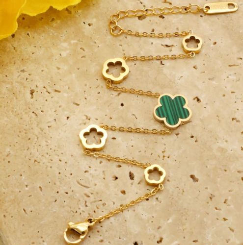 Bransoletka pozłacana stal chirurgiczna zielony kwiatek na Arena.pl