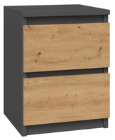Stolik Nocny 2 Szuflady 30 cm Antracyt + Artisan MALWINA II TS - 6 Kolorów