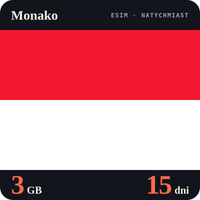 Karta eSIM Internet Monako 3 GB na 15 dni - bez rejestracji