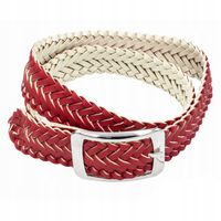Pasek damski pleciony skóra ekologiczna 3,5cm czerwony
