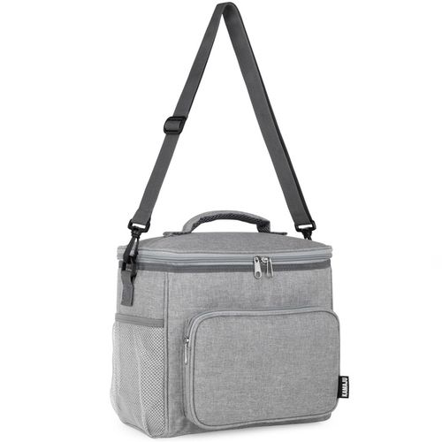SOLIDNA TORBA TERMICZNA NA LUNCH PIKNIK 2 KOMORY + KIESZENIE PASEK SZARA na Arena.pl
