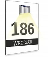 biała TABLICZKA podświetlana ADRESOWA nierdzewna dibond 30x20