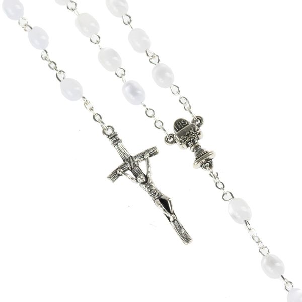 Różaniec do Pierwszej Komunii mleczny zdjęcie 1