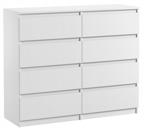 Komoda 8 Szuflad Do Salonu Sypialni Duża Pojemna Pari 8 Biały Mat na Arena.pl