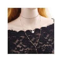 Naszyjnik Choker Trzyczęściowy Z Perełką I Kryształkami  N546