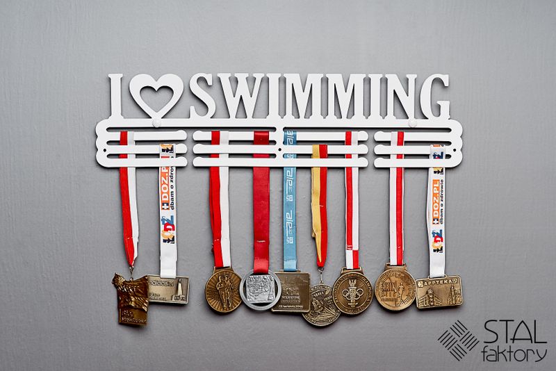 Wieszak na medale | I LOVE SWIMMING #2 | 60cm | pomieści 30szt medali na Arena.pl