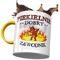 Kubek Żółty Dla Zawodnika Piekielnie Dobry Z Nadrukiem Ze Zdjęciem