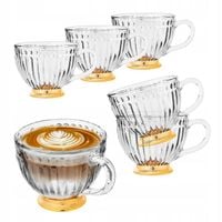 Filiżanki szklane na złotej stopce Altom Design Lily 430 ml Komplet 6 sztuk