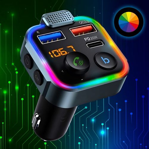 TRANSMITER BLUETOOTH AUDIO FM MP3 BT SZYBKA ŁADOWARKA 3X USB QC 3.0 RGB na Arena.pl