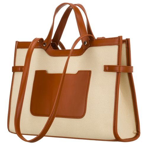 klasyczna, duża torebka damska w kolorach brązowym i ecru - peterson na Arena.pl