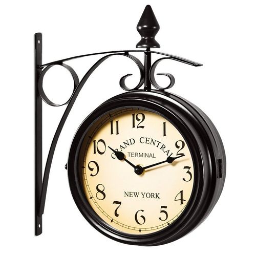 DWUSTRONNY ZEGAR ŚCIENNY DWORCOWY RETRO na Arena.pl