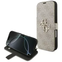 etui guess book 4g metal logo na iphone 17 pro - różowe
