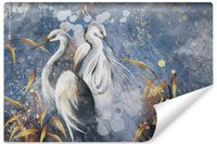 Fototapeta Do Salonu CZAPLE Ptaki Liście Abstrakcja Retro 368cm x 254cm