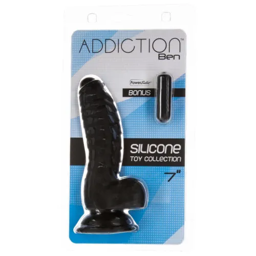 addiction ben dong 18 cm black - silikonowa anatomiczna forma, prążkowana na Arena.pl