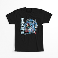 Koszulka Czarna Demon Slayer / Kimetsu no Yaiba / Miecz zabójcy demonów - WYBIERZ KOLOR KOSZULKI I FASON Damska M